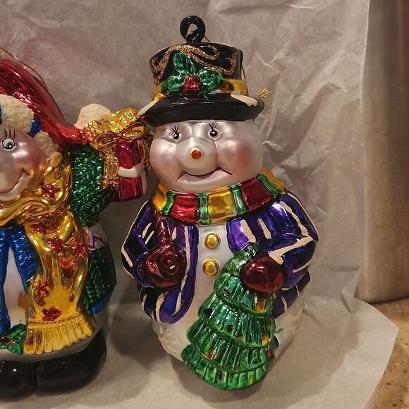 Mr. & Mrs. Snowman Glass Blown Christmas Ornaments Large - Picture 3 of 5